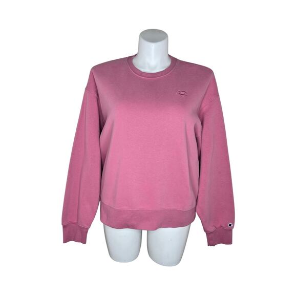 CHAMPION Embroidered Logo Crewneck Sweatshirt Rose Pink Size Large - Picture 1 of 16